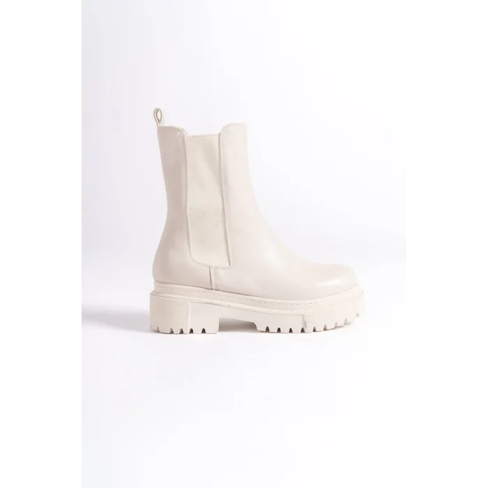 LORA Bağcıksız Lastikli Ortopedik Taban Kadın Bot  KT - Krem