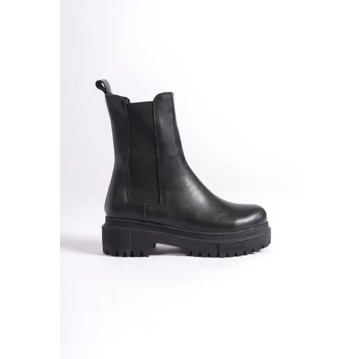 LORA Bağcıksız Lastikli Ortopedik Taban Kadın Bot ST - Siyah