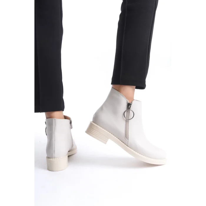 MARGARET Fermuarlı Ortopedik Taban TopukluKadın Bot  KT - Krem