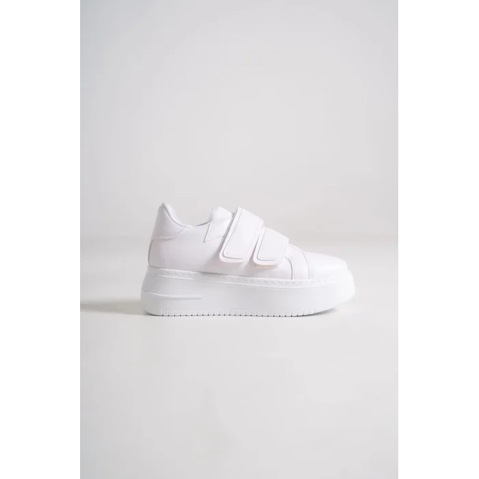 VALENCIA Bağcıksız Cırt Cırtlı Ortopedik Taban Kadın Sneaker Spor Ayakkabı BT - Beyaz