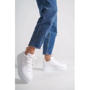 ALESSI Bağcıklı Ortopedik Taban Kadın Sneaker Spor Ayakkabı BT - Beyaz