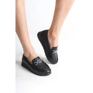 ANNA Ortopedik Rahat Taban Toka Detaylı Klasik Kadın Babet Anne Ayakkabısı  ST - Siyah