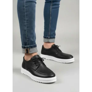JY-T12x Arts Bağcıklı Cilt Erkek Günlük Spor Klasik Ayakkabı CBT - Siyah