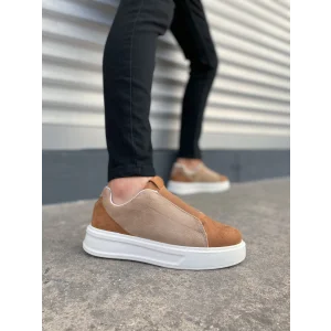 JY007 Alba Bağcıksız Süet Erkek Günlük Sneaker Ayakkabı SBT Taba/Vizon