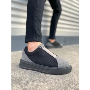 JY007 Alba Bağcıksız Süet Erkek Günlük Sneaker Ayakkabı SST Gri/Siyah
