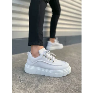 JY010 Cloud Bağcıklı Cilt Erkek Günlük Sneaker Ayakkabı CBT - Beyaz