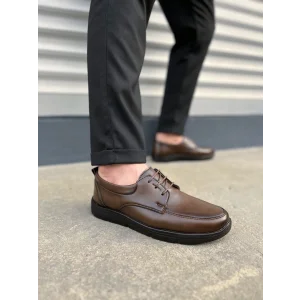 JY0510 Clasica Bağcıklı Cilt Erkek Günlük Klasik Ayakkabı CST - Kahverengi