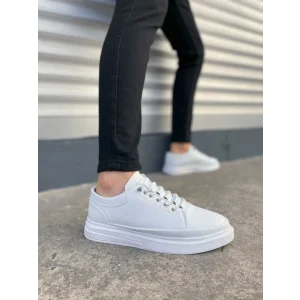 JY0535 Prime Bağcıklı Cilt Erkek Günlük Sneaker Ayakkabı CBT - Beyaz