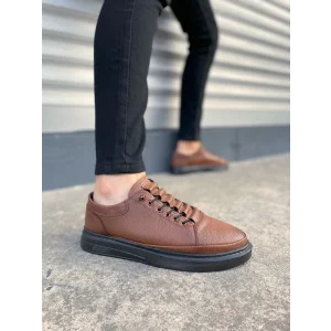 JY0535 Prime Bağcıklı Cilt Erkek Günlük Sneaker Ayakkabı CST - Taba