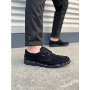 JY0610 Clasico Bağcıklı Süet Erkek Günlük Klasik Ayakkabı SST - Siyah