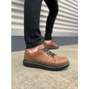 JY151 Boost Bağcıklı Cilt Erkek Günlük Sneaker Ayakkabı CST - Taba