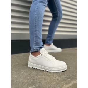 JY152 Cool Bağcıklı Cilt Erkek Günlük Spor Klasik Ayakkabı CBT - Beyaz