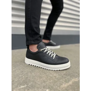 JY152 Cool Bağcıklı Cilt Erkek Günlük Spor Klasik Ayakkabı CBT - Siyah