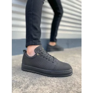 JY152 Cool Bağcıklı Keten Erkek Günlük Spor Klasik Ayakkabı KST - Siyah