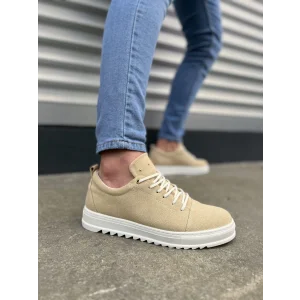 JY152 Cool Bağcıklı Süet Erkek Günlük Spor Klasik Ayakkabı SBT - Krem