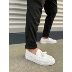 JY153 Bloom Bağcıksız Püsküllü Cilt Erkek Günlük Spor Klasik Ayakkabı CBT - Beyaz