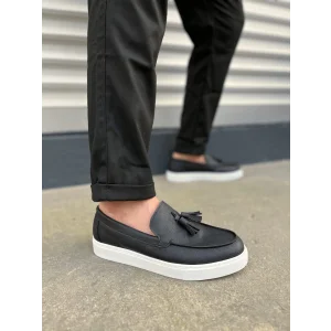 JY153 Bloom Bağcıksız Püsküllü Cilt Erkek Günlük Spor Klasik Ayakkabı CBT - Siyah