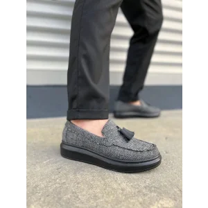 JY154 Blaze Bağcıksız Püsküllü Keten Erkek Günlük Spor Klasik Ayakkabı KST - Gri