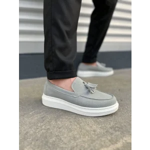 JY154 Blaze Bağcıksız Püsküllü Süet Erkek Günlük Spor Klasik Ayakkabı SBT - Gri
