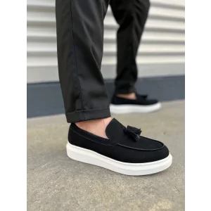 JY154 Blaze Bağcıksız Püsküllü Süet Erkek Günlük Spor Klasik Ayakkabı SBT - Siyah