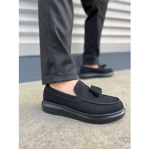 JY154 Blaze Bağcıksız Püsküllü Süet Erkek Günlük Spor Klasik Ayakkabı SST - Siyah