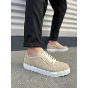 JY165 Elite Bağcıklı Süet Erkek Günlük Sneaker Ayakkabı SBT - Krem