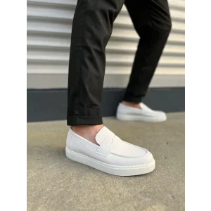 JY180 Estilo X Bağcıksız Cilt Erkek Günlük Spor Klasik Ayakkabı CBT - Beyaz
