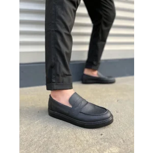 JY180 Estilo X Bağcıksız Cilt Erkek Günlük Spor Klasik Ayakkabı CST - Siyah