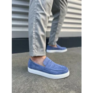 JY180 Estilo X Bağcıksız Süet Erkek Günlük Spor Klasik Ayakkabı SBT - Mavi