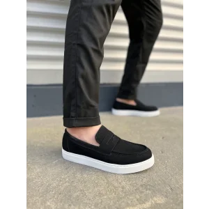 JY180 Estilo X Bağcıksız Süet Erkek Günlük Spor Klasik Ayakkabı SBT - Siyah