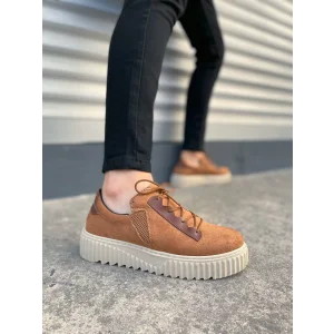 JY502 Bold Bağcıklı Süet Erkek Günlük Sneaker Ayakkabı SKT - Taba
