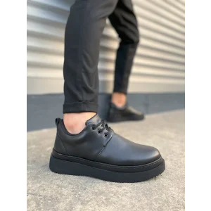 JYx03 Luxor Bağcıklı Cilt Erkek Günlük Spor Klasik Ayakkabı CST - Siyah