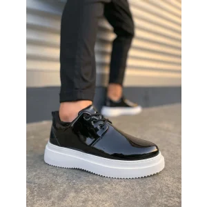 JYx03 Luxor Bağcıklı Rugan Erkek Günlük Spor Klasik Ayakkabı RBT - Siyah