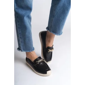 LILY Bağcıksız Ortopedik Rahat Taban Kalp Desenli Kadın Babet Ayakkabı  KT - Siyah