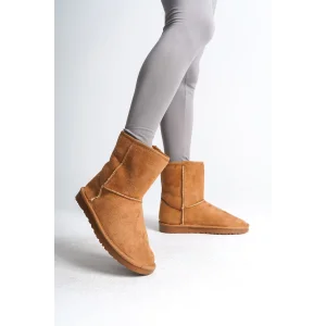 SELINA Bağcıksız Düz Taban İçi Kürklü Süet Kadın Bot  TT - Taba