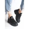 AGATHA Bağcıklı Fermuarlı Ortopedik Taban Kadın Sneaker Spor Ayakkabı ST - Siyah