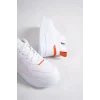 ALESSI Bağcıklı Ortopedik Taban Kadın Sneaker Spor Ayakkabı BT - Beyaz/Turuncu