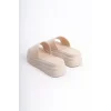 ALICE Düz Topuklu Kalın ve Ortopedik Taban Kadın Terlik KT - Krem