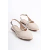 ALLISON Tokalı Ortopedik Rahat Taban Taş Detaylı Kadın Babet Ayakkabı  KT - Krem