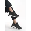 ALYA Bağcıklı Ortopedik Taban Taşlı Kadın Sneaker Spor Ayakkabı BT - Siyah