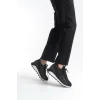 ALYA Bağcıklı Ortopedik Taban Taşlı Kadın Sneaker Spor Ayakkabı BT - Siyah
