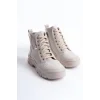 AMBER Bağcıklı Fermuarlı Ortopedik TabanKadın Bot  KT - Krem