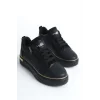 DINA Bağcıklı Fermuarlı Ortopedik Taban Kadın Sneaker Spor Ayakkabı  ST - Siyah/Altın