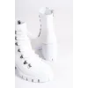 EMMA Bağcıklı Fermuarlı Ortopedik Taban TopukluKadın Bot BT - Beyaz