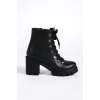 EMMA Bağcıklı Fermuarlı Ortopedik Taban TopukluKadın Bot  ST - Siyah