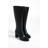 FIORELLA Bağcıksız Fermuarlı Ortopedik Taban Kadın Çizme ST - Siyah