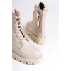 GINA Bağcıklı Fermuarlı Ortopedik Taban Çantalı Kadın Bot  KT - Krem