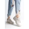 JANE Bağcıklı Ortopedik Taban Kadın Sneaker Spor Ayakkabı  KT - Krem