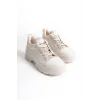 JANE Bağcıklı Ortopedik Taban Kadın Sneaker Spor Ayakkabı  KT - Krem