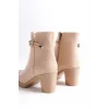 JULY Fermuarlı Ortopedik Taban Topuklu Kadın Bot TT - Ten